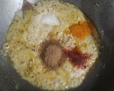 A picture of step 2 of Puri, Aloo Posto, and Halwa.