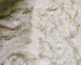 A picture of step 10 of Masala Dosa, sambar, coconut, dhania chutney.