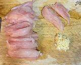 A picture of step 1 of Stir-Fried Chicken Strips with Diced Potatoes.