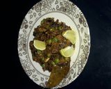 A picture of step 11 of Brinjal matar kheema.