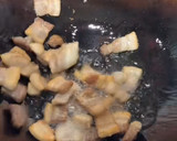 A picture of step 2 of Stir-Fried Garlic Scapes with Pork Belly.