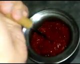 A picture of step 2 of (Hand made) Strawberry Samoothie🍓🍸.