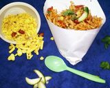A picture of step 5 of Schezwan bhel.