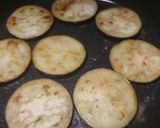 A picture of step 2 of Aubergine and potato stack with garlic and herb cheese.