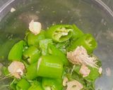 A picture of step 5 of Mint Pani Puri with Chana–Potato Stuffing.