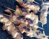 A picture of step 6 of Tawa chicken sticks.
