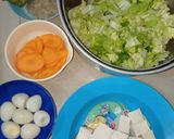 Foto langkah ke 1 dari resep Tumis sawi putih telur puyuh wortel tahu.