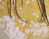A picture of step 7 of Mango custard cake with green mango tree.