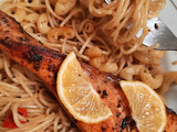 Pasta Aglio E Olio Lemon Butter Salmon Simple dan Enak