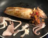 A picture of step 6 of Stuffed squid linguine🦑.