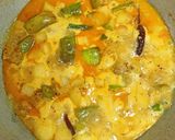 A picture of step 3 of Radish potato brinjal curry in mustard paste.