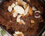 A picture of step 2 of Jaggery bread halwa.