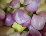 A picture of step 1 of Raw papaya shallots,an easy curry for rice.