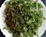 A picture of step 1 of Amaranth Moong Vaaji.