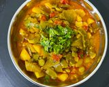 A picture of step 5 of Green flat beans mix subzi Gujarati style.