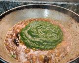 A picture of step 8 of Dhaba style palak paneer.