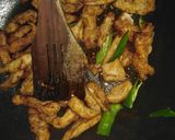 A picture of step 5 of Dry chicken chilli.
