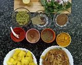 A picture of step 1 of Kappa biriyani or tapioca biriyani.