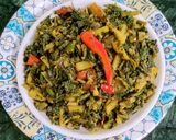 A picture of step 7 of Kalmi saag (Water Spinach).