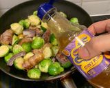 A picture of step 2 of Pig in Blankets and Brussel sprouts with sweet plum sauce.