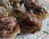 Foto del paso 14 de la receta Alcachofas confitadas rellenas de carrilleras al Oporto