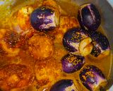 A picture of step 3 of Gujarati dish Bhrela ringna bateta nu sak.
