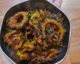 A picture of step 5 of Karela kathi mithi sabji.