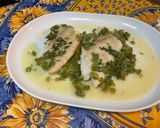 Une image de l'étape 10 de Filets de lieu jaune au poivron vert, persil et citron.