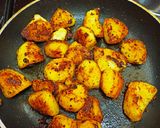 A picture of step 3 of Pan roasted potatoes.....served with pan fried goat meat.