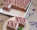 Csokis, málnakrémes, tejszínes, mascarponés szelet recept fázis 10 fotója
