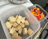 A picture of step 1 of Grilled Vegan Skewers with Tofu Skin and Bell Peppers.
