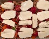 A picture of step 5 of Haloumi, pesto and autumn veg pasta.