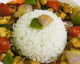 A picture of step 4 of Leftovers chicken achaari fajita.