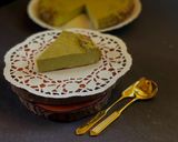 A picture of step 8 of Matcha Basque Cheesecake.