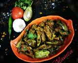 A picture of step 8 of Brinjal fry in Garlic Masala.