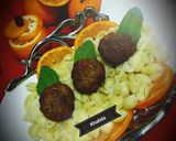 A picture of step 4 of Creamy pasta with mutton orange meatballs.