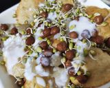 A picture of step 1 of Sprouts Papdi Chaat.