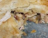 A picture of step 3 of Flaky puff pastry chicken and mushroom and ham pie. Airfyer.