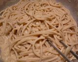 A picture of step 3 of Lemony Hummus Pasta.
