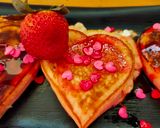 A picture of step 6 of Heart Shaped Eggless Fluffy Strawberry Pancakes.