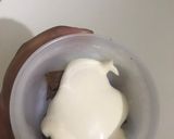 A picture of step 2 of Leftovers brownie/ chocolate cake shake.
