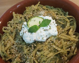 Foto del paso 5 de la receta: Tallarines con salsa de pesto de calabacín y requesón 🍝