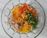 รูปขั้นตอนการทำที่ 1 ของ "ไข่เจียวแหนมทรงเครื่อง" Sour Pork Omelette 🐷🥚🍅🥕