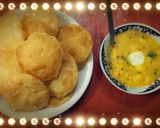 A picture of step 9 of Kachori with tarkari.