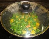 A picture of step 4 of Bathua Saag With Pakora And Potato Curry.