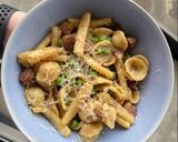 A picture of step 4 of Orecchiette Carbonara.