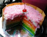 Foto langkah ke 7 dari resep Zachra Birthday Cake aka Rainbow Cake.