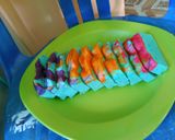 Foto langkah ke 3 dari resep Bolu Marmer Rainbow Kukus.
