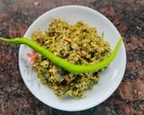 A picture of step 5 of Green Chilies Thecha.