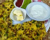 A picture of step 3 of Besan methi cheela chickpea flour and fenugreek chila.